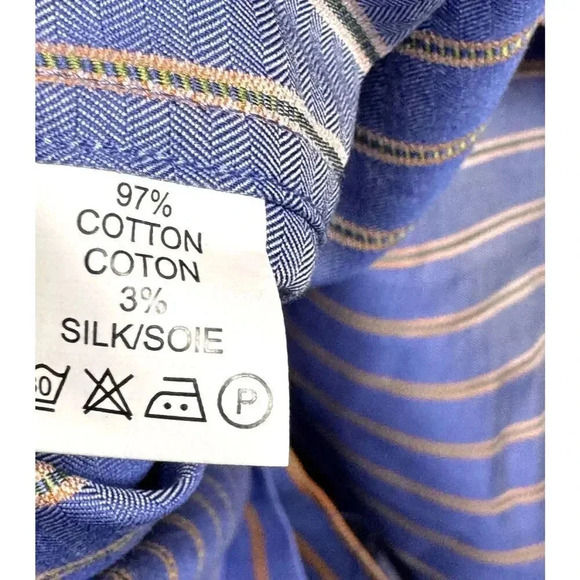 Robert Graham Button Up Shirt Mens M/L Classic Fit blue  Flip Cuff Spread 41 - Picture 5 of 8